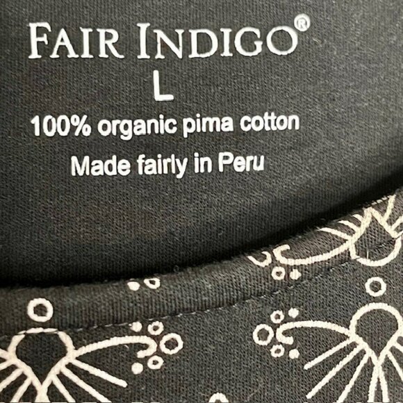 Fair Indigo 100% Organic Pima Cotton T-shirt Dress - Navy/White - L - Picture 7 of 8
